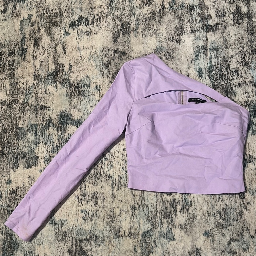 Fashion Nova Purple Asymmetrical Crop Top